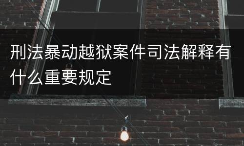 刑法暴动越狱案件司法解释有什么重要规定