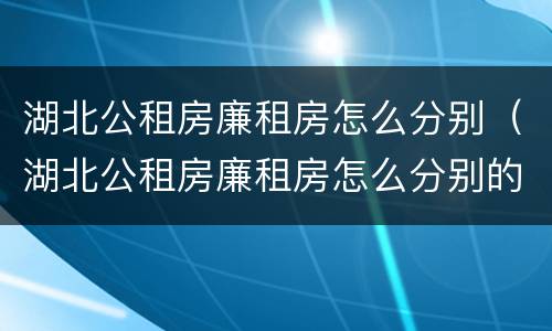 湖北公租房廉租房怎么分别（湖北公租房廉租房怎么分别的）