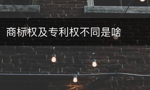 商标权及专利权不同是啥