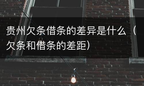 贵州欠条借条的差异是什么（欠条和借条的差距）