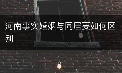 河南事实婚姻与同居要如何区别