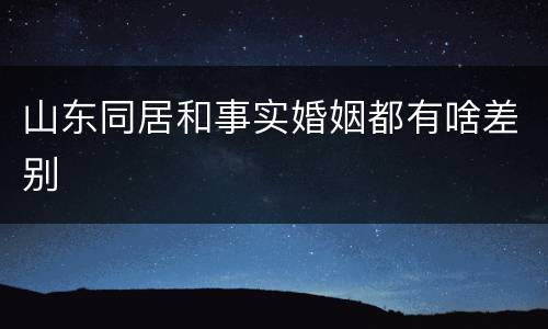 山东同居和事实婚姻都有啥差别
