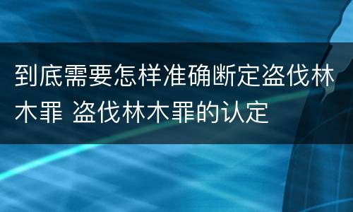 到底需要怎样准确断定盗伐林木罪 盗伐林木罪的认定