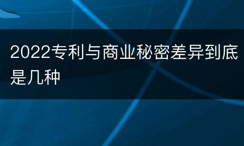 2022专利与商业秘密差异到底是几种