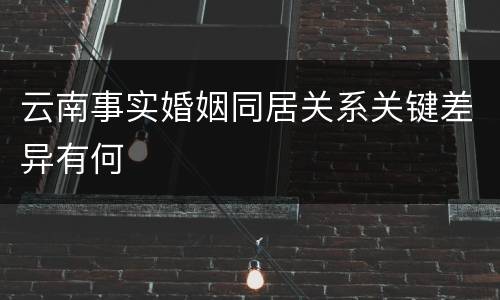 云南事实婚姻同居关系关键差异有何