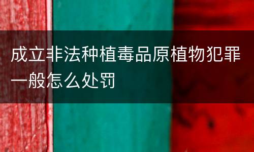 成立非法种植毒品原植物犯罪一般怎么处罚
