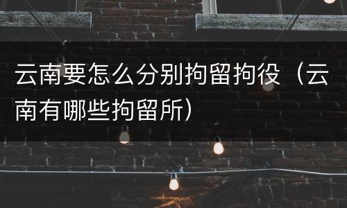 云南要怎么分别拘留拘役（云南有哪些拘留所）