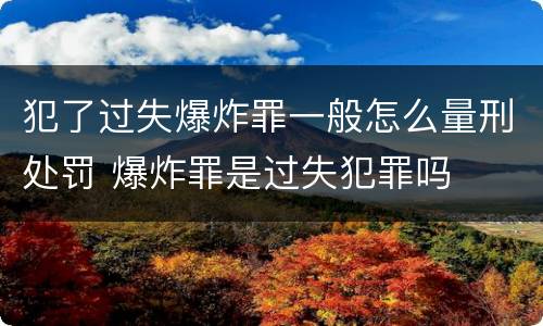 犯了过失爆炸罪一般怎么量刑处罚 爆炸罪是过失犯罪吗