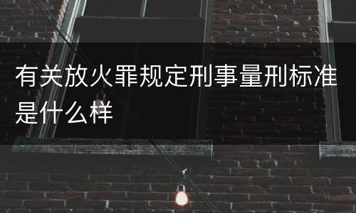 有关放火罪规定刑事量刑标准是什么样