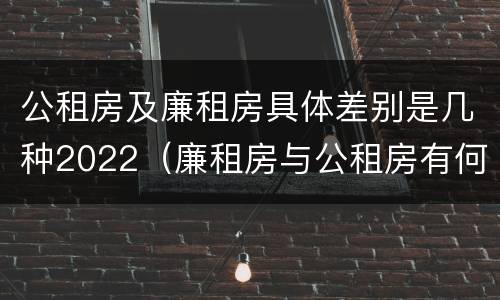 公租房及廉租房具体差别是几种2022（廉租房与公租房有何区别）