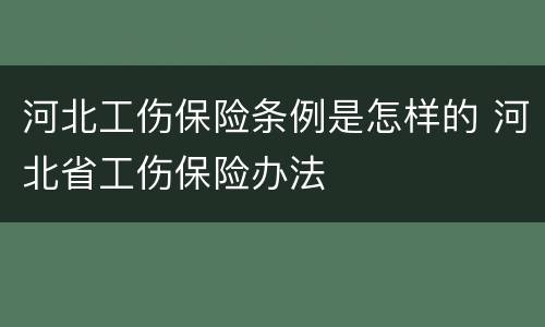 河北工伤保险条例是怎样的 河北省工伤保险办法