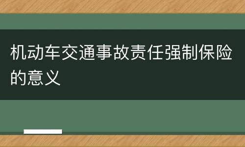 机动车交通事故责任强制保险的意义