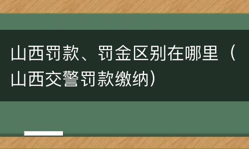 山西罚款、罚金区别在哪里（山西交警罚款缴纳）