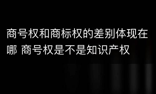 商号权和商标权的差别体现在哪 商号权是不是知识产权