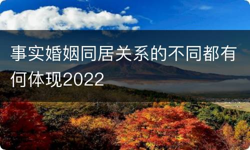 事实婚姻同居关系的不同都有何体现2022