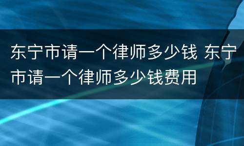 东宁市请一个律师多少钱 东宁市请一个律师多少钱费用