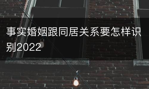 事实婚姻跟同居关系要怎样识别2022