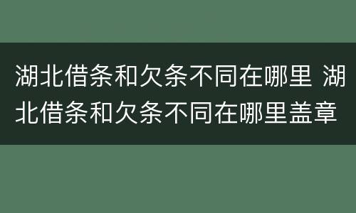 湖北借条和欠条不同在哪里 湖北借条和欠条不同在哪里盖章