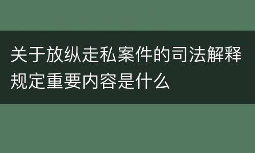 关于放纵走私案件的司法解释规定重要内容是什么