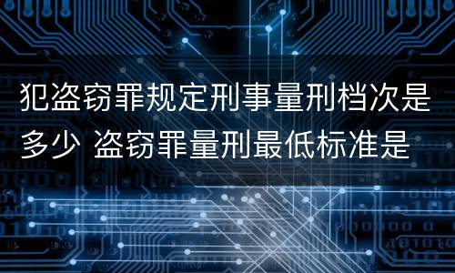 犯盗窃罪规定刑事量刑档次是多少 盗窃罪量刑最低标准是