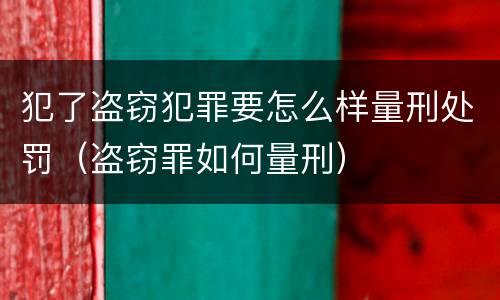 犯了盗窃犯罪要怎么样量刑处罚（盗窃罪如何量刑）