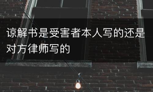 谅解书是受害者本人写的还是对方律师写的