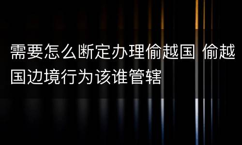 需要怎么断定办理偷越国 偷越国边境行为该谁管辖
