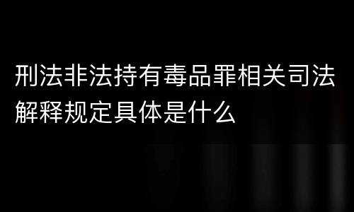刑法非法持有毒品罪相关司法解释规定具体是什么