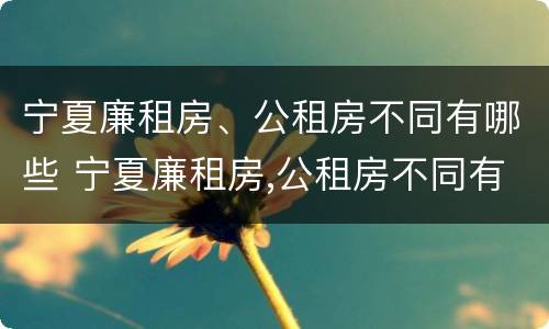 宁夏廉租房、公租房不同有哪些 宁夏廉租房,公租房不同有哪些区别