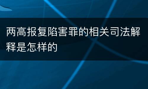 两高报复陷害罪的相关司法解释是怎样的