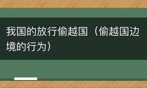 我国的放行偷越国（偷越国边境的行为）