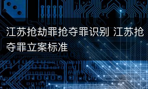 江苏抢劫罪抢夺罪识别 江苏抢夺罪立案标准