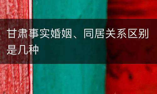 甘肃事实婚姻、同居关系区别是几种