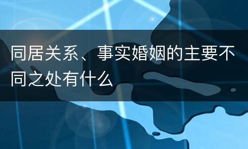 同居关系、事实婚姻的主要不同之处有什么