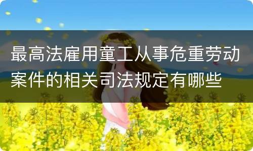 最高法雇用童工从事危重劳动案件的相关司法规定有哪些