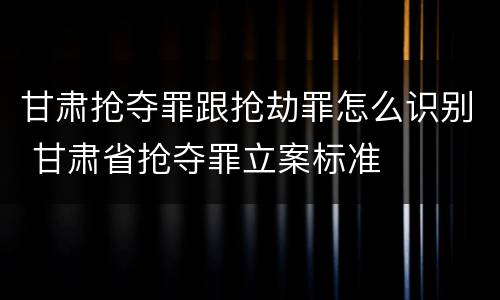 甘肃抢夺罪跟抢劫罪怎么识别 甘肃省抢夺罪立案标准