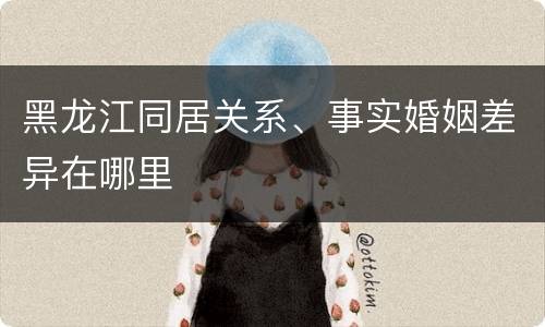 黑龙江同居关系、事实婚姻差异在哪里