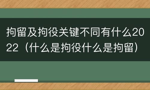 拘留及拘役关键不同有什么2022（什么是拘役什么是拘留）