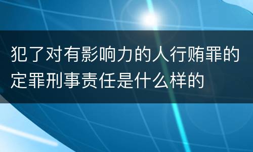 犯了对有影响力的人行贿罪的定罪刑事责任是什么样的