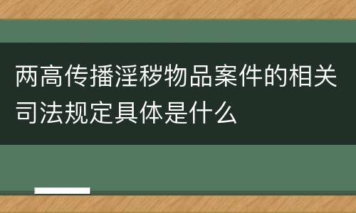 两高传播淫秽物品案件的相关司法规定具体是什么