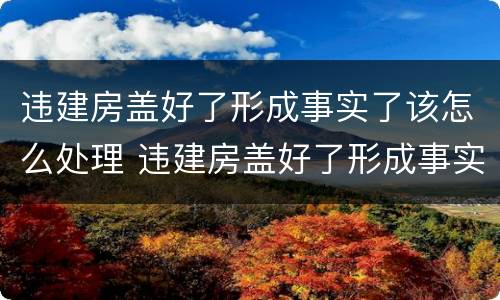 违建房盖好了形成事实了该怎么处理 违建房盖好了形成事实了该怎么处理呢