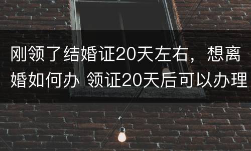 刚领了结婚证20天左右，想离婚如何办 领证20天后可以办理离婚证吗