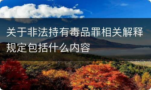 关于非法持有毒品罪相关解释规定包括什么内容