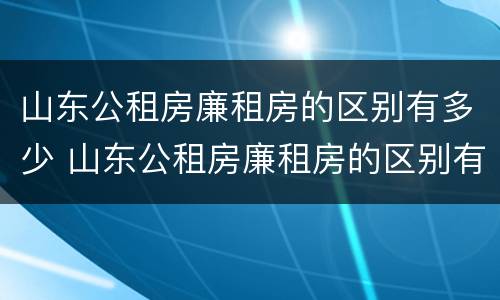 山东公租房廉租房的区别有多少 山东公租房廉租房的区别有多少个