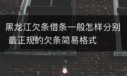 黑龙江欠条借条一般怎样分别 最正规的欠条简易格式