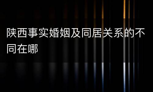 陕西事实婚姻及同居关系的不同在哪
