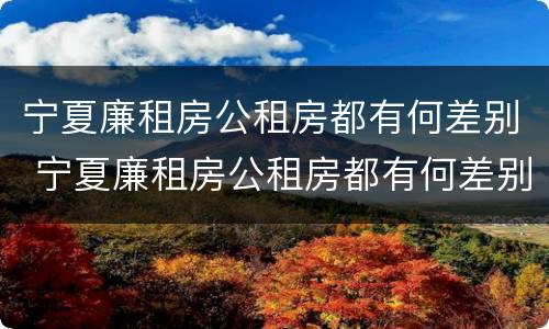 宁夏廉租房公租房都有何差别 宁夏廉租房公租房都有何差别呢