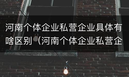 河南个体企业私营企业具体有啥区别（河南个体企业私营企业具体有啥区别呢）