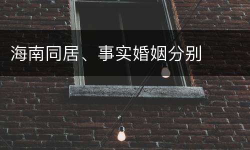 海南同居、事实婚姻分别