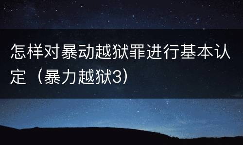 怎样对暴动越狱罪进行基本认定（暴力越狱3）
